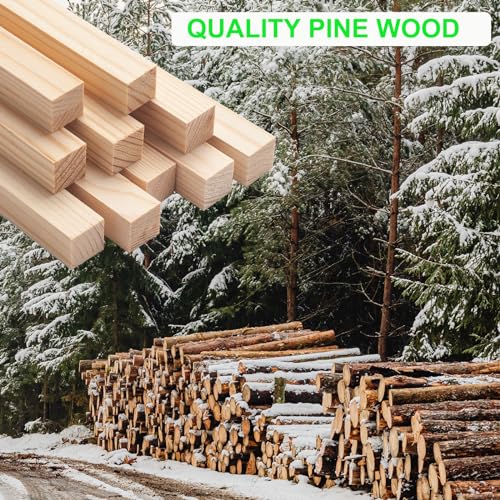 Square Wooden Dowel Rods, 10 PCS 5/8" x 15" Square Wood Dowels Wooden Sticks for Crafting, Unfinished Hardwood Pieces Wooden Strips for Woodworking, Crafts, Arts and DIYers, Home Decor, Model Making - size: 5/8"×15"-10PCS