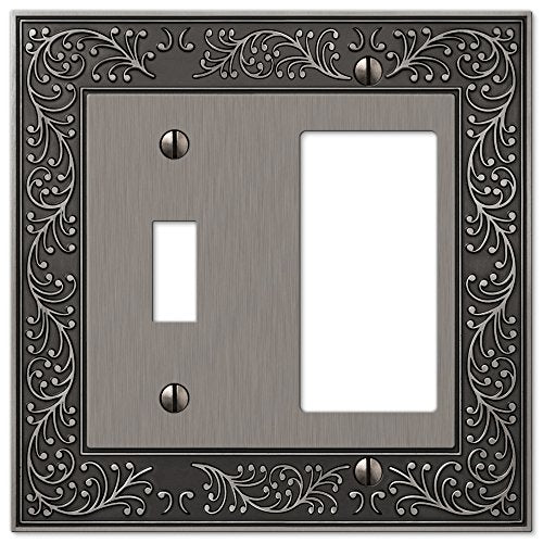 Amerelle 43TRAN English Garden Wallplate, 1 Toggle / 1 Rocker, Cast Metal, Antique Nickel, 1-Pack - color: Antique Nickel, size: 1 Toggle / 1 Rocker
