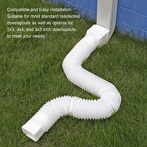 plusgutter White-2pack Rain Gutter Downspout Extensions Flexible, Drain Downspout Extender,Down Spout Drain Extender, Gutter Connector Rainwater Drainage,Extendable from 21 to 68 Inches - color: White