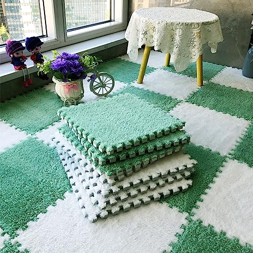 12pcs Tiled Puzzle Play Mats, Mint Green - color: Mintgreen