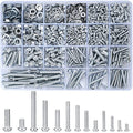 wugongshan 1080 Pcs Screws Bolts and Nuts Assortment Kit, Metric Machine Screws and Nuts and Flat Washers, M3/M4/M5/M6 Cross Slotted Round Head Bolts Sets (C)