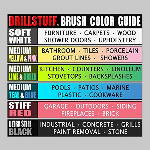 4in Soft, Medium and Stiff Drill Brush Attachment Power Scrubber Brush Set - size: 4in Diameter Brushes (4 Piece Set)