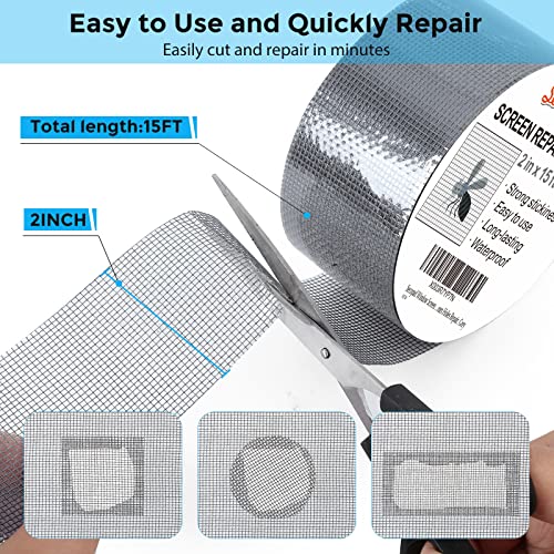 Secopad 2" x 180" (15FT) Screen Repair Tape, Screen Repair Kit, Grey - color: Gray, size: 2IN x 15FT