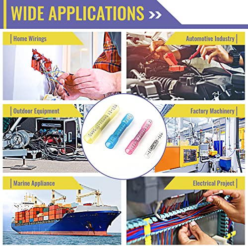800PCS White Heat Shrink Butt Connectors AWG26-22, Plustool Marine Grade Electrical Wire Connectors, Tinned Red Copper 0.4mm, Insulated Waterproof Crimp Terminals Butt Splice for Cable,Boat,Wiring - color: White 800PCS