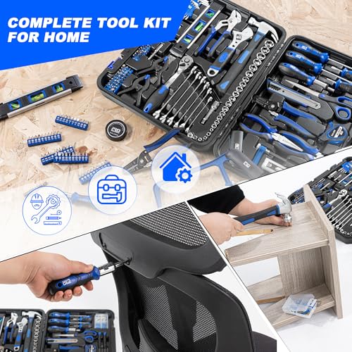 Prostormer 259-Piece Tool Kit, General Household Hand Tool Set, Blue - color: Blue