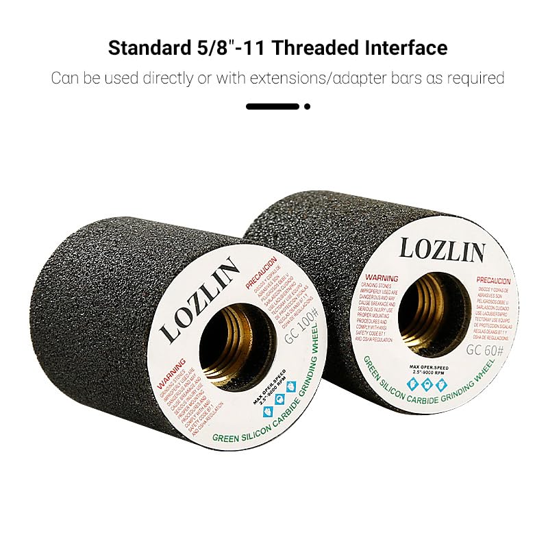 LOZLIN 4PCS Cylindrical Diamond Grinding Wheel Polishing Head Abrasive Sanding Wheel 50/100/200 Grit Angle Grinder Grinding Heads Matching Extensions - style: Cylindrical