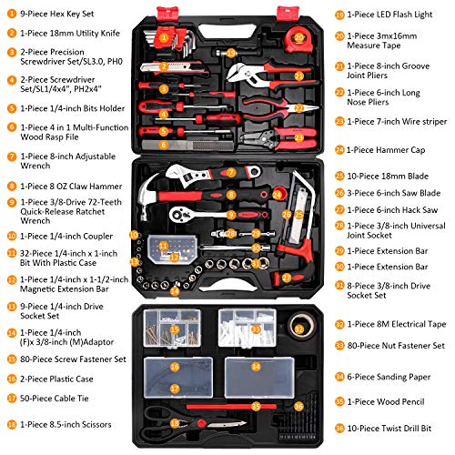 KingTool 325 Piece Home Repair Tool Kit, General Home/Auto Repair Tool Set, Toolbox Storage Case with Drawer, General Household Tool Kit - Perfect for Homeowner, Diyer, Handyman - style: 325-Pieces