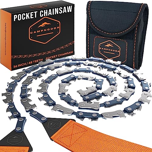 Pocket Chainsaw Survival Gear and Supplies - Orange Strap Hand Chain Saw - color: Orange Handles