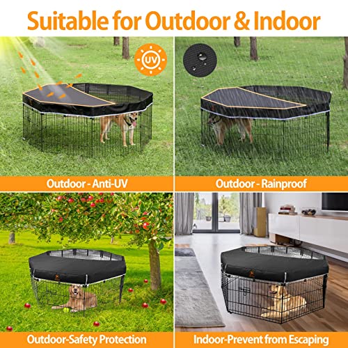 PJYuCien Playpen Top Cover for 24'' Width 8 Panel Pen, Black - color: Only Black Top Cover, Adhesive Tape Connections