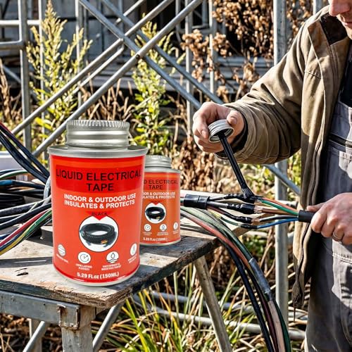 150ml Liquid Electrical Tape Insulating Repair Glue, Quick-Drying Waterproof High Temp Resistant Insulation Coating with Brush Cap for Wires Cables Outdoor Electrical Equipment Fixing - color: Black