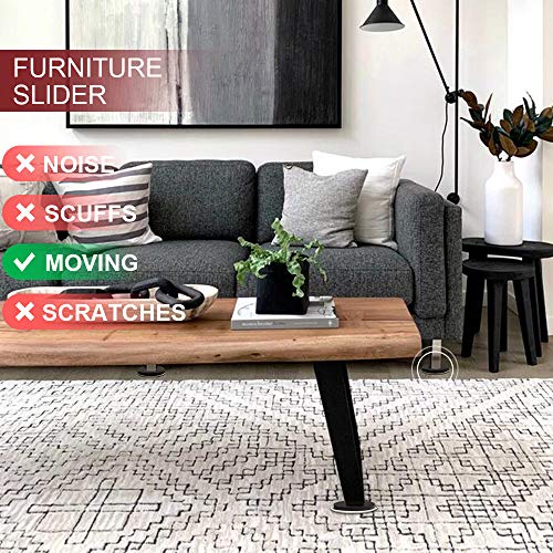Yelanon Furniture Sliders 20 Pcs Carpet & Felt Mix for Carpet & Hardwood - size: 10pcs 3.5'' sliders & 10pcs 3.5'' felt sliders