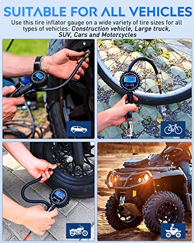 Nilight Tire Inflator with Digital Pressure Gauge 250PSI Heavy Duty - color: Tire Pressure Gauge Style 3