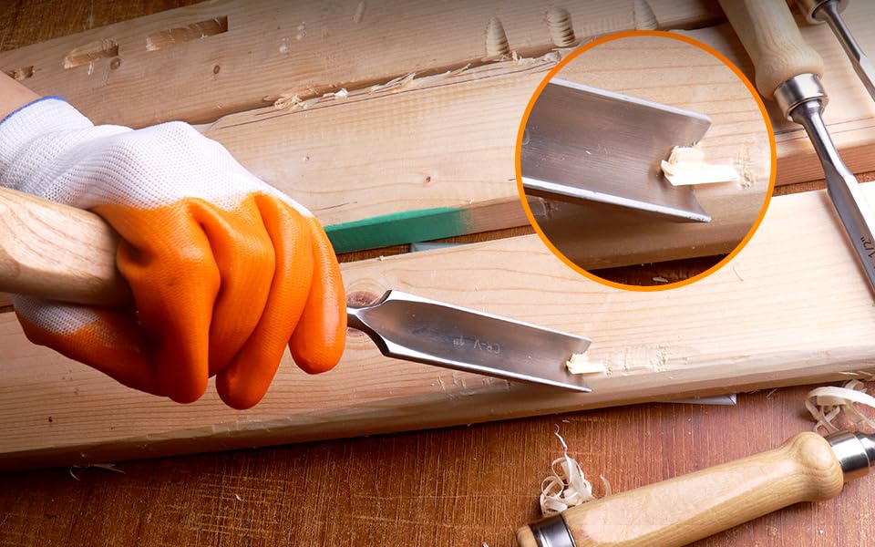 ATOPLEE Wood Chisel Set for Woodworking, 4 pcs Professional Wood Carving Chisel Tool Carpenter Gouge CR-V Steel Semi-Circular Edge Sharp Blade 6mm(1/4")/12mm(1/2")/18mm(3/4")/25mm(1") - size: Semi-Circular-4 Piece Set (6mm/12mm/18mm/25mm)