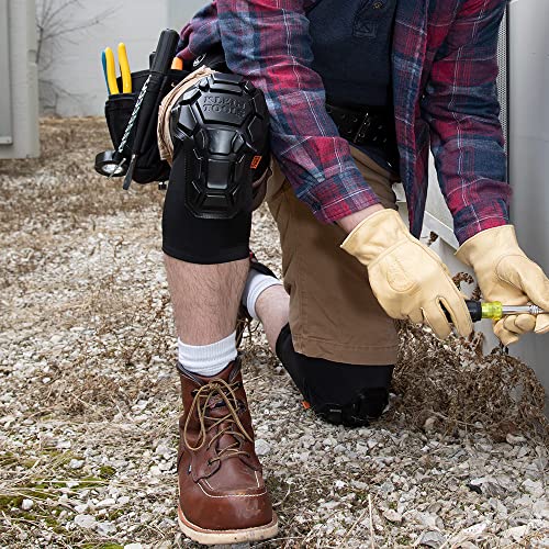 Klein Tools 60615 Knee Pad, Heavy Duty Padded Knee Sleeves, Breathable Mesh Back, Elastic Cuff with Slip-Resistant Silicone, S/M, Black - size: S/M
