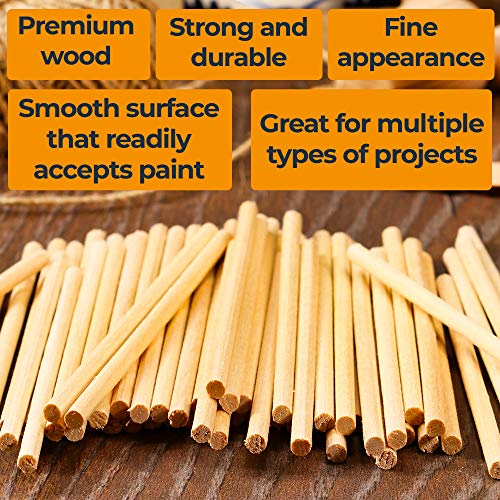 Hardwood Dowel Rods 6 inch - 3/16 Wood Craft Dowels for Woodworking Projects - 50 pcs - Model Building, Games, Kids Crafts, Home Decor - size: 3/16 x 6inch x 50pcs