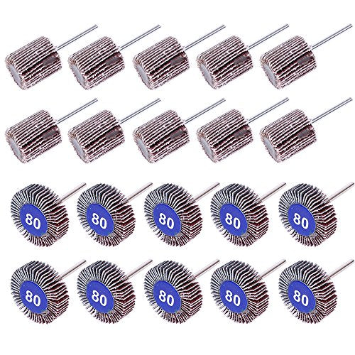20PCS Flap Wheel Sander,80 Grit 1/8" Shank Sanding Bits Set - size: 32mm x 24mm