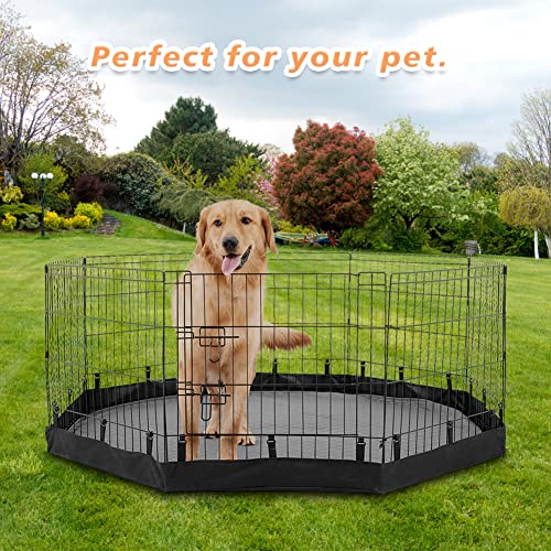 PJYuCien Playpen Bottom Pad for 24'' Width 8 Panel Pen, Hook Connect, Black - color: Only Black Bottom Pad, Elastic Buckles Connections