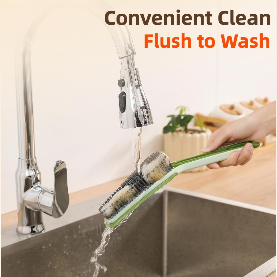 3-in-1 Detail Cleaning Brush, Crevice Grout Brush, 2PCS - color: Green and Orange