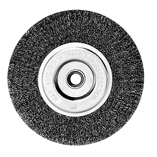 6in Wire Wheel Brush for Bench Grinder, Coarse Crimped Steel Wire 0.012" with 1/2" & 5/8" Arbor for Rust Removal - 1pack - style: 6in 1pcs