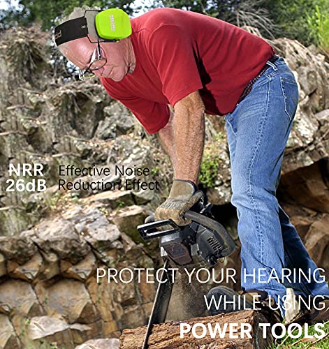 PROHEAR 016 Ear Protection Safety Earmuffs for Shooting, NRR 26dB Hearing Protector with Low-Profile Earcups, Compact Foldable Ear Defenders for Gun Range, Hunting (Fruit Green) - style: Passive – Green