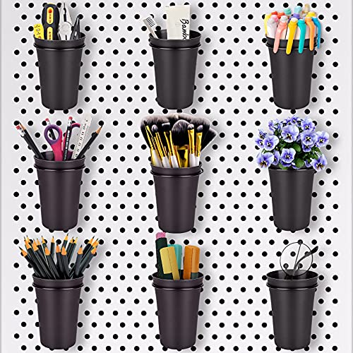 Pegboard Cups With Loops, 9 Pack Peg Board Pencil Holder & Tool Organizer - color: Black