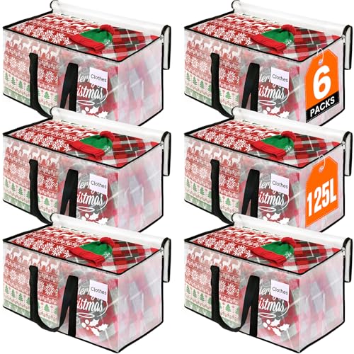 RoomHacks Moving Bags, Heavy Duty Large Storage Bags, 125L, 6 Pack, Clear - size: 125L- 6Packs