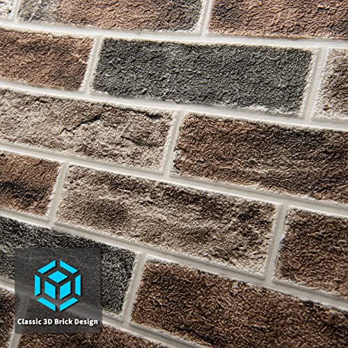 Art3d 10-Pack Durable Faux Brick Peel and Stick 3D Wall Panels, Gray Brown - color: Gray/Brown, size: 10pcs-27x27inch