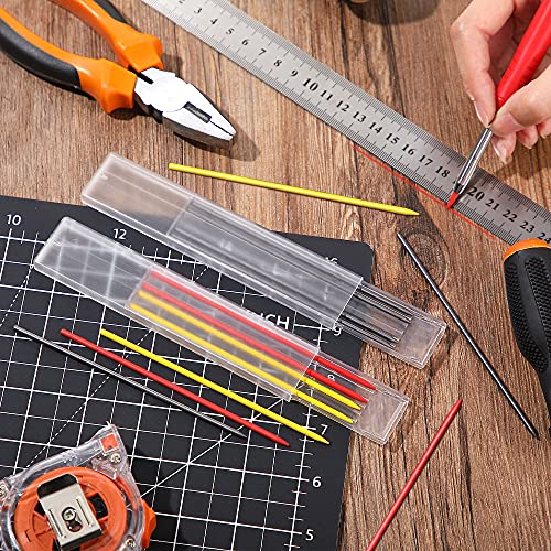 Hiboom 2 Pack Mechanical Deep Hole Carpenter Pencil, 14 Refills - color: Black, Red