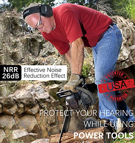 PROHEAR 016 Ear Protection Safety Muffs for Shooting, NRR 26dB Slim Hearing Protector for Gun Range, Hunting - Black and Orange