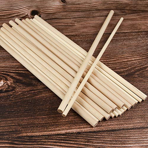 20Pcs Wooden Dowel Rods, 1/4 x 12 Inch Wood Sticks for Crafts