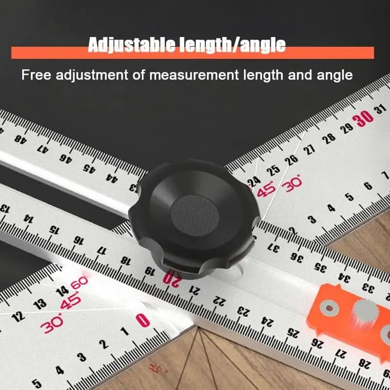 4-in-1 Drilling Positioning Locator, Adjustable 13.78in Multifunctional T Square Ruler, Cabinet Hardware Jig, Marking Gauge Tools for Woodworking, Cabinet Drawer Door Hole Drilling Template
