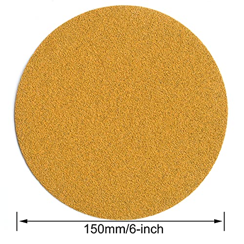 6-Inch No-Hole Hook and Loop Gold Sanding Discs 60-Grit, 100-Pack - size: 60 Grit