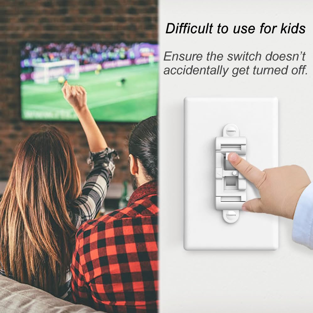 Light Switch Guard 4PK, Child Proof Toggle Cover, Keeps Lights ON/Off - color: White