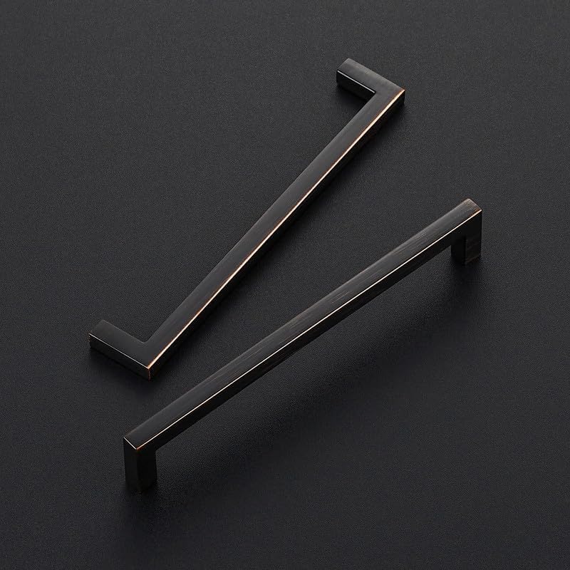 Ravinte Oil Rubbed Bronze Cabinet Handles Cabinet Pulls 6-1/4 Inch 5 Pack | Zinc Alloy, Slim Square Bar Grip, Smooth Drawer Pull Feel, Kitchen Cabinet Update, For Cupboards, Dressers, Drawers, Hardware - color: Oil Rubbed Bronze, size: Flat Black 6-1/4''