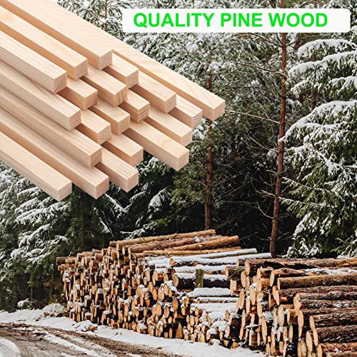 Square Wood Dowel Rods Wooden Craft Sticks, 20PCS 3/8" x 12" Wooden Square Dowel Rods for Crafting, Unfinished Hardwood Sticks Wood Pieces for Arts and DIYers, DIY Projects, Home Decor, Woodworking - size: 3/8"×12"-20PCS