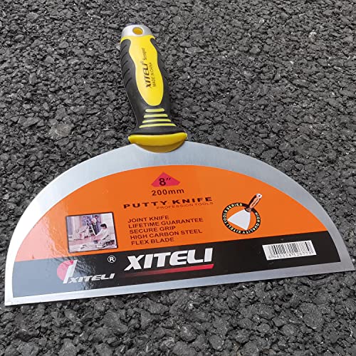 Putty Scraper 8" Stainless Steel Putty Knives with Plastic Ergonomic Handle for Taping Paint Wall Floor Tile, Metal Spackle Tools Knife,Remover for Wood, Wallpaper Scraper (8") - size: 8"