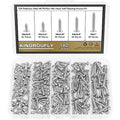 182 Pieces #6 x 3/8" 1/2" 5/8" 3/4" 1" Phillips Pan Head Self-Tapping Screws, Wood Screws Assortment Kit, 304 Stainless Steel - size: #6