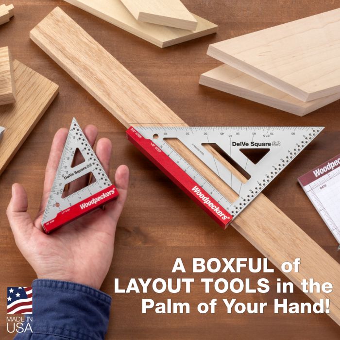 Woodpeckers Delve Square, 10-in-1 Woodworking Layout Tool, 3.5 & 6 Inch Set, Stainless Steel, Feature Packed Carpenter Square - color: Stainless Steel, style: Kit - 3.5 & 6 Inch