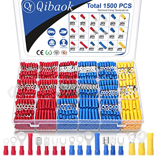 Qibaok 1500pcs Wire Connectors - Insulated Electrical Wire Terminals