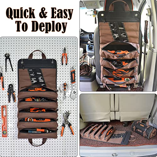 WELKINLAND Heavy-Duty Waxed Canvas Tool roll, 15-Pocket 15L Tool Wrap Roll