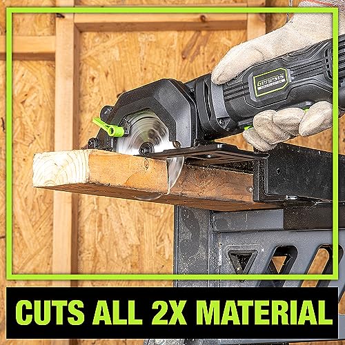 Genesis Mini Circular Saw 4.0 Amp 4-1/2" with 24T Carbide-Tipped Blade, Rip Guide, Vacuum Adapter, and Blade Wrench (GCS445SE) - style: Mini Circular Saw 4-1/2"