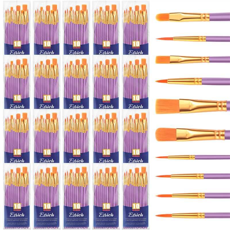 ESRICH 200PCS Paint Brushes, Paint Brush for Acrylic Painting - color: Purple, size: 200