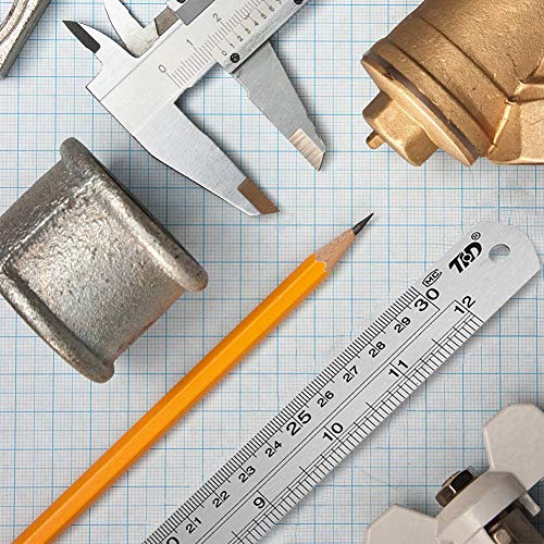 ZZTX Metal Ruler 12 Inches Stainless Steel 1 Pack | Rust-proof, Straight edge, Precise markings, Clear read