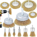 Wire Brush Wheel Cup Brush Set, 12 Pack Coarse Crimped Brass 1/4 Inch Shank Wire Wheel for Drill Attachment