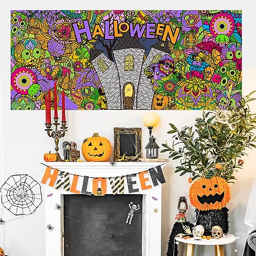 Jumbo Halloween Mandala Coloring Poster Giant Pumpkin DIY Paper - style: Halloween Mandala