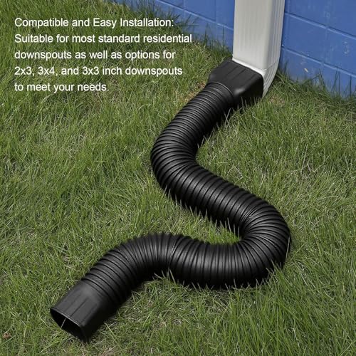 2 Pack Flexible Rain Gutter Downspout Extensions,Drain Downspout Extender,Gutter Extension Flexible,Down Spout Drain Extension Pipes,Extendable from 21 to 60 Inches (Black) - color: 2pcs black