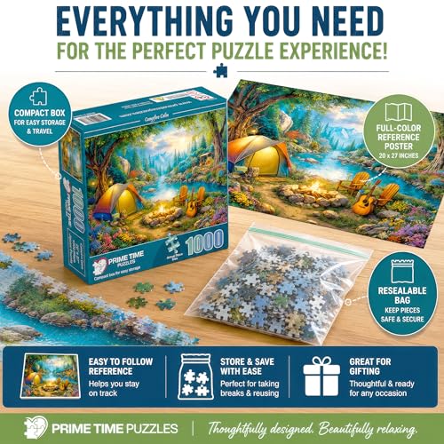 Adult Jigsaw Puzzle 1000 Piece Camping Scene - color: Campfire Calm