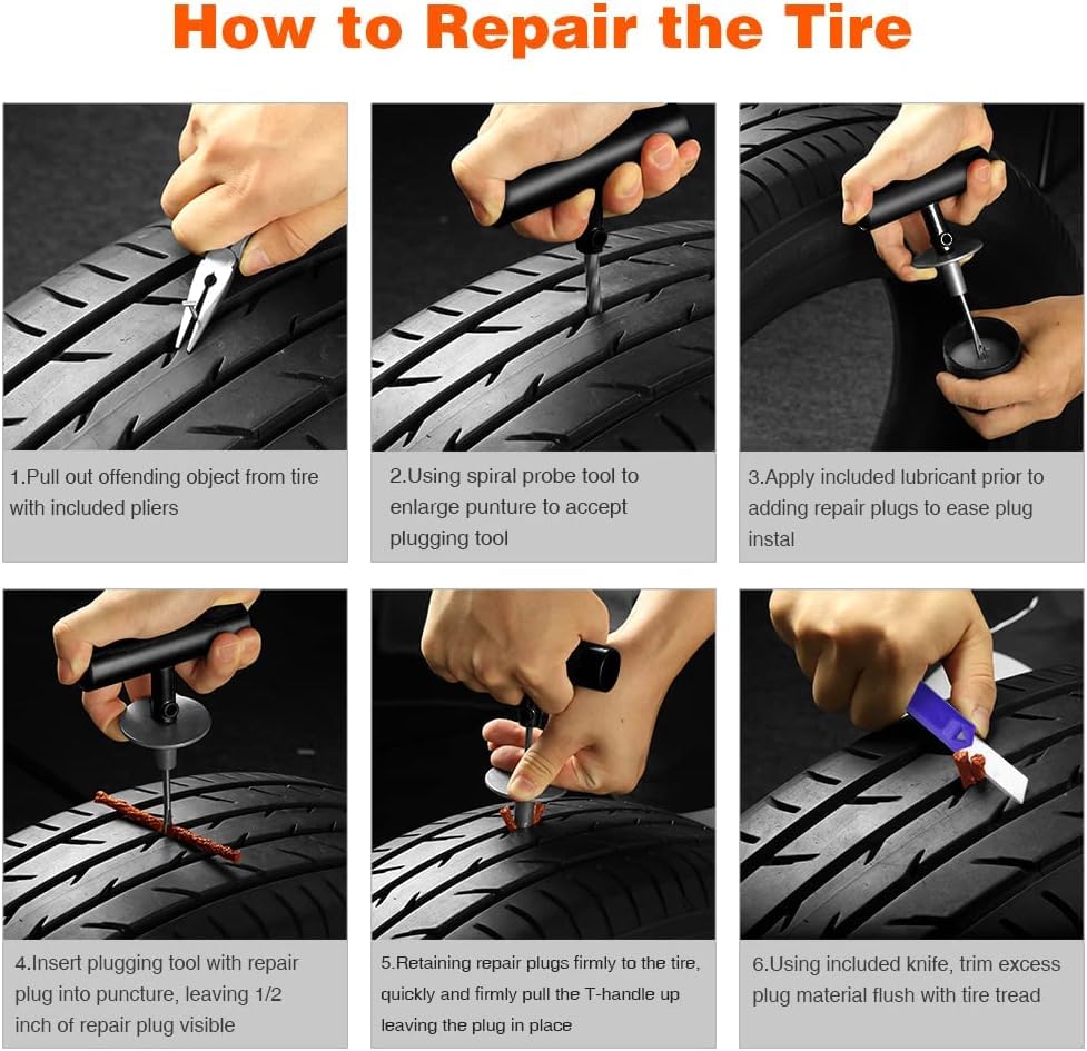 AUTOWN Flat Tire Repair Kit 68pcs 2-Pack, Tire Plug Kit to Fix Punctures - size: 68pcs 2-Pack