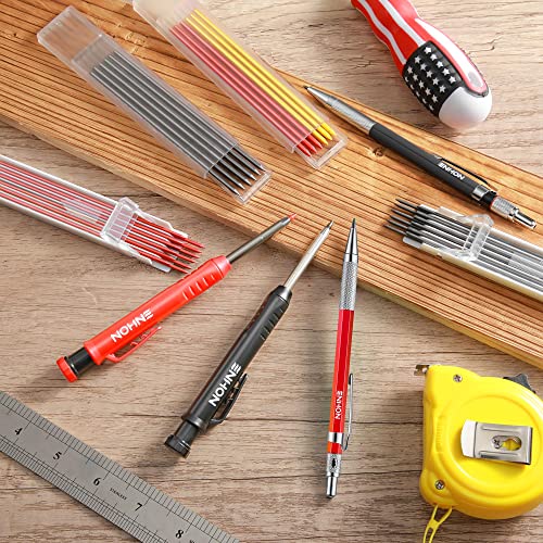 Enhon 4 Pack Carpenter Pencil Set with Sharpener, Black/Red/Yellow - color: Black, Red, Yellow