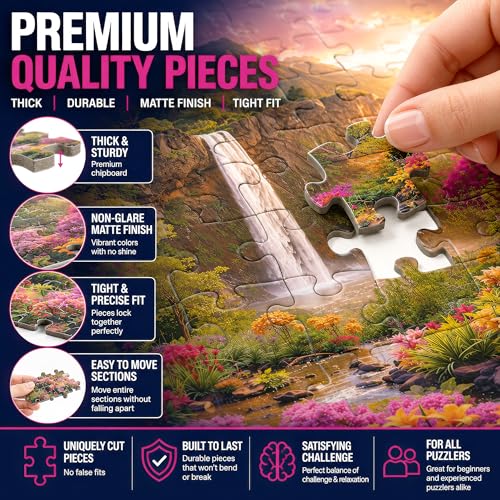 Adult Jigsaw Puzzle Hawaiian Waterfall 1000 Piece - color: Hawaii Waterfall